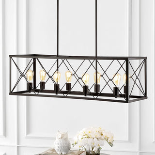 Galax 39" 8-Light Adjustable Iron Farmhouse Industrial LED Dimmable Pendant - JONATHAN Y