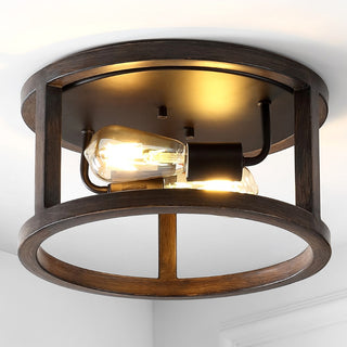 Atelier 12.75" Iron Rustic Industrial LED Flush Mount - JONATHAN Y