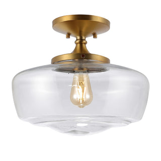 Marfa 14" Glass/Iron Farmhouse Modern LED Flush Mount - JONATHAN Y