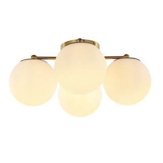 Orly 18" Bohemian Farmhouse Iron/Frosted Glass LED Semi Flush Mount - JONATHAN Y
