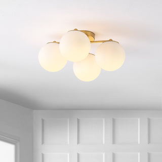 Orly 18" Bohemian Farmhouse Iron/Frosted Glass LED Semi Flush Mount - JONATHAN Y