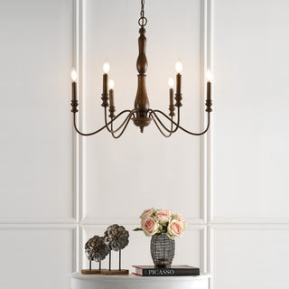 Victoria 29" Rustic Midcentury Iron LED Chandelier - JONATHAN Y