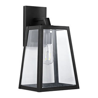 Pasadena 9" Iron/Glass Modern Industrial Angled LED Outdoor Lantern - JONATHAN Y