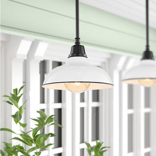 Jasper 12.25" Farmhouse Industrial Indoor/Outdoor Iron LED Pendant