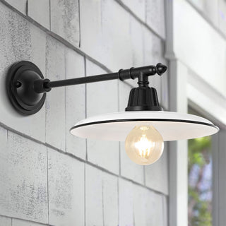 Bonner 12" Farmhouse Industrial Indoor/Outdoor Iron LED Victorian Arm Outdoor Sconce - JONATHAN Y