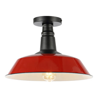 Camila 14"  Classic Industrial Indoor/Outdoor Iron LED Semi Flush Mount