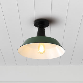 Camila 14"  Classic Industrial Indoor/Outdoor Iron LED Semi Flush Mount