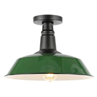 Camila 14"  Classic Industrial Indoor/Outdoor Iron LED Semi Flush Mount