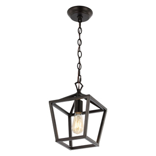 Oslin 8" Vintage Farmhouse Iron Chain Pagoda LED Pendant - JONATHAN Y