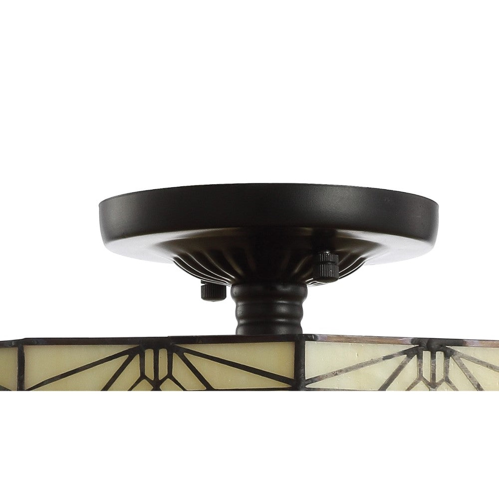 Jasmine 16" Tiffany Style Glass/Metal LED Semi - JONATHAN Y
