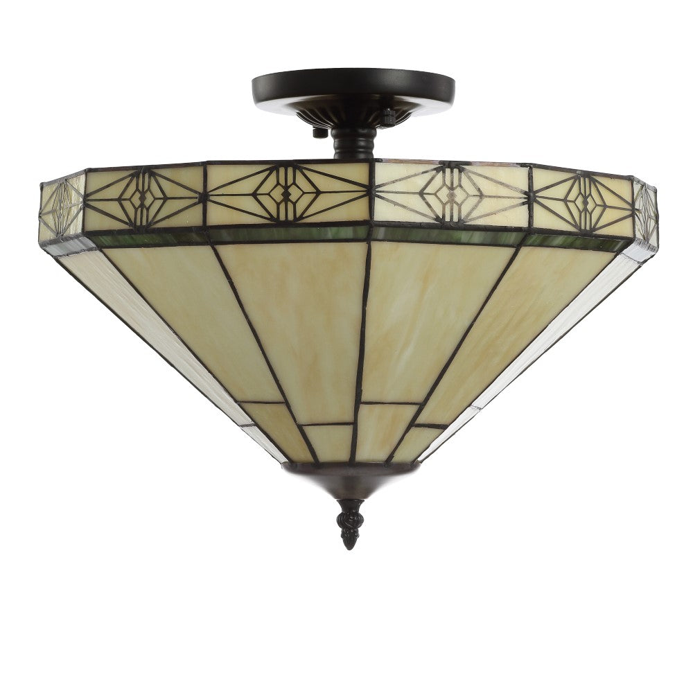 Jasmine 16" Tiffany Style Glass/Metal LED Semi - JONATHAN Y