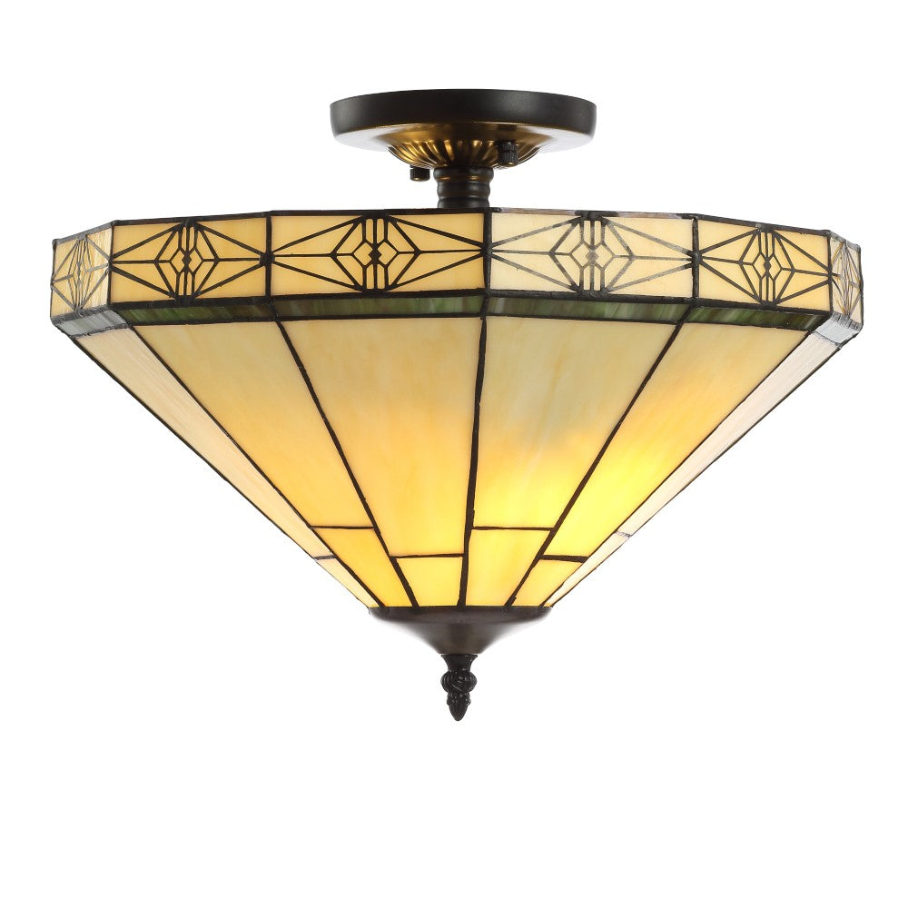 Jasmine 16" Tiffany Style Glass/Metal LED Semi - JONATHAN Y