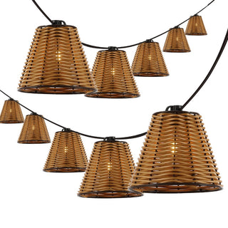 Payton 10-Light Indoor/Outdoor 10 ft. Classic Cottage Incandescent G40 Faux-Rattan Shaded String Lights