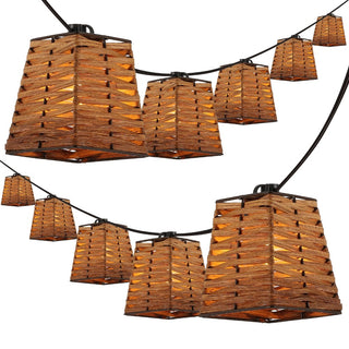 Quinn 10-Light Indoor/Outdoor 10 ft. Classic Vintage Incandescent G40 Square Bamboo Shaded String Lights - JONATHAN Y