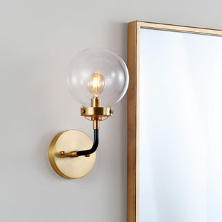 Caleb Brass Vanity Wall Sconce Clear - JONATHAN Y
