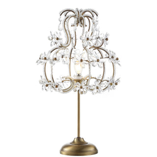 Clara 20.5" Crystal Flower Beaded Girandole Metal/Acrylic LED Table Lamp - JONATHAN Y