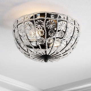 Billie 12" Crystal Flower Metal/Acrylic LED Semi Flush Mount - JONATHAN Y