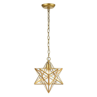 Stellaa 12" Moravian Star Metal/Clear Glass LED Pendant - JONATHAN Y