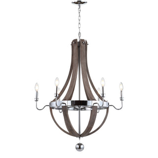 Georgia 30" Wood/Metal Adjustable LED Chandelier - JONATHAN Y