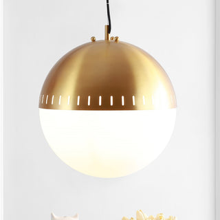 Remy 15.75" Adjustable Iron/Glass Art Deco Mid Century Globe LED Pendant - JONATHAN Y