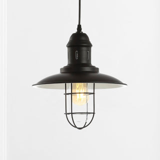 Deere 12" Adjustable Iron/Glass Cage Light LED Pendant - JONATHAN Y