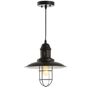 Deere 12" Adjustable Iron/Glass Cage Light LED Pendant - JONATHAN Y