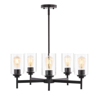 Orpheus 24" Farmhouse Industrial Iron Cylinder LED Chandelier - JONATHAN Y