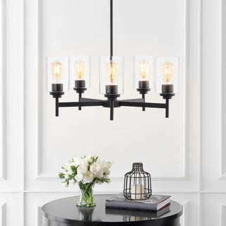 Orpheus 24" Farmhouse Industrial Iron Cylinder LED Chandelier - JONATHAN Y