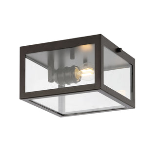 Eleanor 8" Farmhouse Industrial Square Iron/Glass Case LED Flush Mount - JONATHAN Y