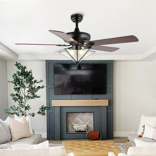Moravia 52" Farmhouse Rustic Iron Star Shade LED Ceiling Fan With Remote - JONATHAN Y
