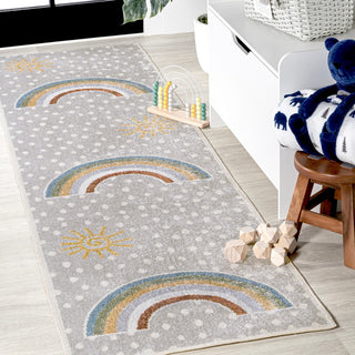 Minha Rainbow Dot Modern Machine-washable Area Rug