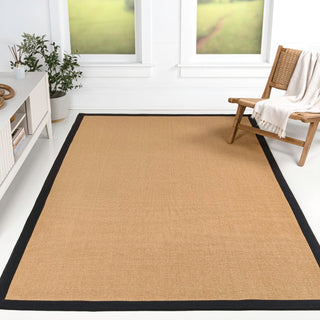 Camden Farmhouse Cottage Border Jute Area Rug