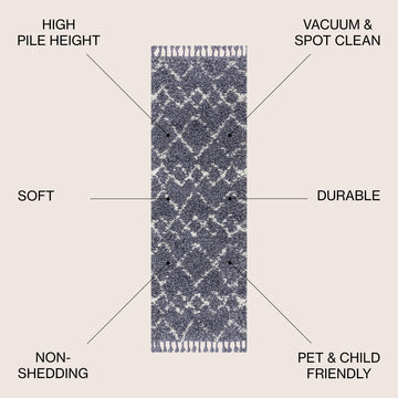 Mercer Shag Plush Tassel Moroccan Tribal Geometric Trellis Area Rug