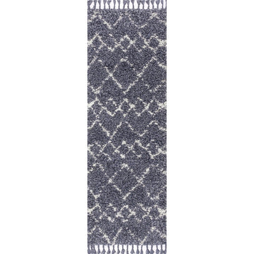Mercer Shag Plush Tassel Moroccan Tribal Geometric Trellis Area Rug