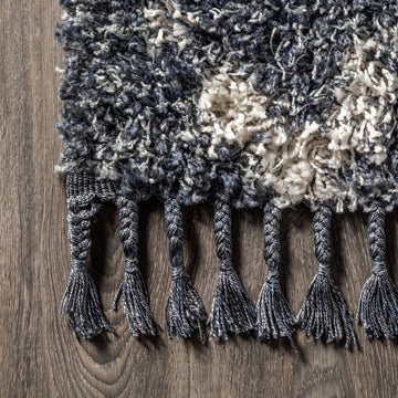 Mercer Shag Plush Tassel Moroccan Tribal Geometric Trellis Area Rug