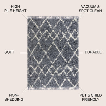 Mercer Shag Plush Tassel Moroccan Tribal Geometric Trellis Area Rug