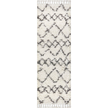 Mercer Shag Plush Tassel Moroccan Tribal Geometric Trellis Area Rug