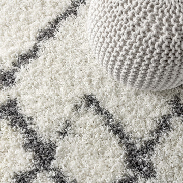 Mercer Shag Plush Tassel Moroccan Tribal Geometric Trellis Area Rug