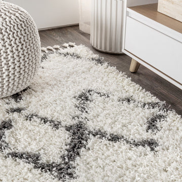 Mercer Shag Plush Tassel Moroccan Tribal Geometric Trellis Area Rug