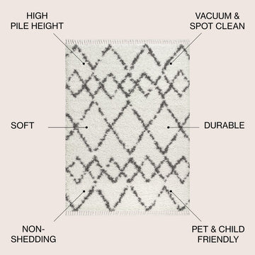 Mercer Shag Plush Tassel Moroccan Tribal Geometric Trellis Area Rug