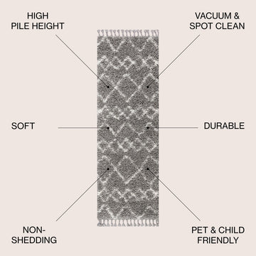 Mercer Shag Plush Tassel Moroccan Tribal Geometric Trellis Area Rug