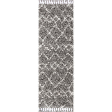 Mercer Shag Plush Tassel Moroccan Tribal Geometric Trellis Area Rug
