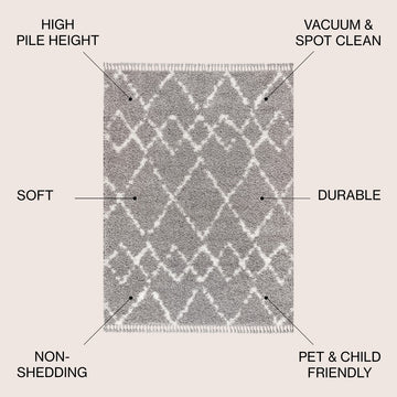 Mercer Shag Plush Tassel Moroccan Tribal Geometric Trellis Area Rug