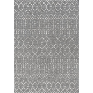 Moroccan Hype Boho Vintage Diamond Area Rug Gray/Ivory