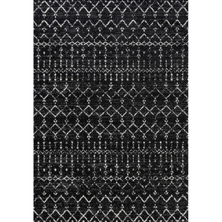 Moroccan Hype Boho Vintage Diamond Area Rug Black/Ivory