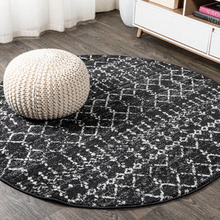 Moroccan Hype Boho Vintage Diamond Area Rug Black/Ivory