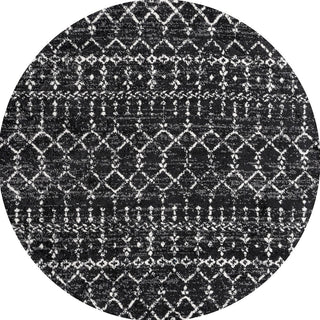 Moroccan Hype Boho Vintage Diamond Area Rug Black/Ivory