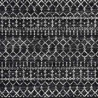 Moroccan Hype Boho Vintage Diamond Area Rug Black/Ivory