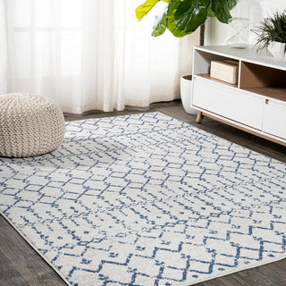 Moroccan Hype Boho Vintage Diamond Area Rug Cream/Navy