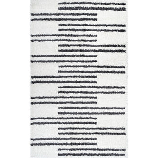 Petra Stripe Geometric Shag Area Rug